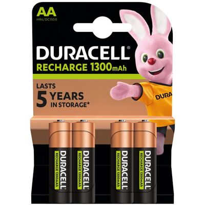 Duracell Rechargeable - Batterij 4 X Aa-type - Nimh - (oplaadbaar) - 1300 Mah Duracell Rechargeable - Batterij 4 X Aa-type - Nimh - (oplaadbaar) - 1300 Mah