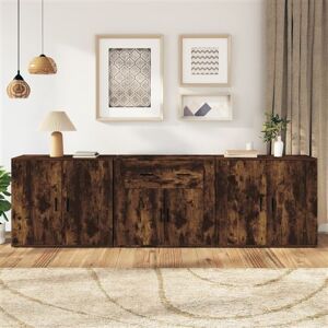 vidaXL Buffets 3 pcs, Meubles de Rangement avec Tiroir, Armoires de Rangement, Organisateur Salon Intérieur, Moderne, Chêne Fumé Bois d'Ingénierie vidaXL Buffets 3 pcs, Meubles de Rangement avec Tiroir, Armoires de Rangement, Organisateur Salon Intérieur, Moderne, Chêne Fumé Bois d'Ingénierie