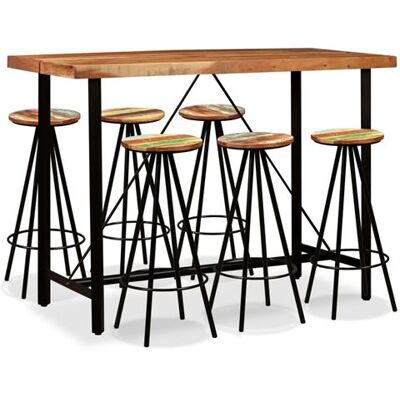 vidaXL Ensemble de Bar 7 pcs Bois d'Acacia Massif et Recyclé Tabourets Table vidaXL Ensemble de Bar 7 pcs Bois d'Acacia Massif et Recyclé Tabourets Table