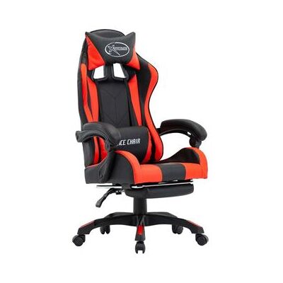 vidaXL Racestoel met voetensteun kunstleer rood en zwart287987 vidaXL Racestoel met voetensteun kunstleer rood en zwart287987