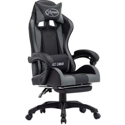 vidaXL Racestoel met voetensteun kunstleer grijs en zwart287990 vidaXL Racestoel met voetensteun kunstleer grijs en zwart287990
