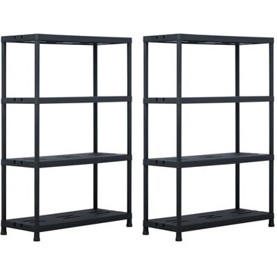 vidaXL 2x Étagère de Rangement Noir 90x40x138cm Plastique Meuble de Rangement vidaXL 2x Étagère de Rangement Noir 90x40x138cm Plastique Meuble de Rangement
