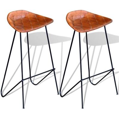 vidaXL Barstoelen 2 st echt leer zwart en bruin vidaXL Barstoelen 2 st echt leer zwart en bruin