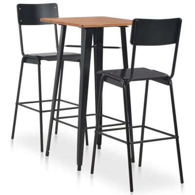 vidaXL 3-delige Barset staal zwart vidaXL 3-delige Barset staal zwart