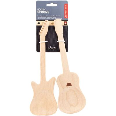 Kikkerland Set van 2 houten lepels Gitaar Kikkerland Set van 2 houten lepels Gitaar