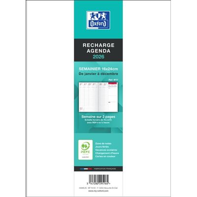Navulling weekagenda Oxford 2026 Gebonden 16 x 24 cm Navulling weekagenda Oxford 2026 Gebonden 16 x 24 cm
