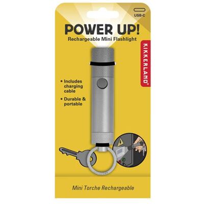 Kikkerland sleutelhanger Mini oplaadbare zaklamp Zilver Kikkerland sleutelhanger Mini oplaadbare zaklamp Zilver