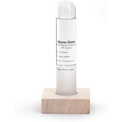 Kikkerland STORM GLASS TUBE W/ BEECHWOOD BASE Kikkerland STORM GLASS TUBE W/ BEECHWOOD BASE