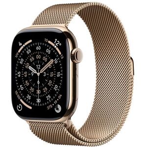 Apple Watch Series 11 GPS + Cellular 46 mm Gold Titanium Case met Gold Milanese gesp - M/L Apple Watch Series 11 GPS + Cellular 46 mm Gold Titanium Case met Gold Milanese gesp - M/L