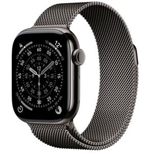 Apple Watch Series 11 GPS + Cellular 42 mm Slate Black Titanium Case met Zwarte Milanese band Apple Watch Series 11 GPS + Cellular 42 mm Slate Black Titanium Case met Zwarte Milanese band