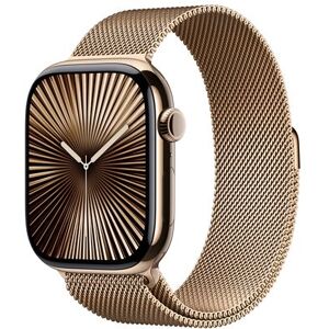 Apple Watch Series 10 GPS + Cellular 46 mm Gold Titanium Case met Gold Milanese bandje M/L Apple Watch Series 10 GPS + Cellular 46 mm Gold Titanium Case met Gold Milanese bandje M/L