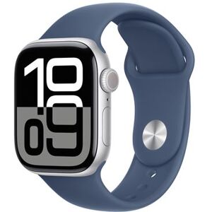 Apple Watch Series 10 GPS + Cellular 42 mm Silver Aluminium Case met Denim Sportband M/L Apple Watch Series 10 GPS + Cellular 42 mm Silver Aluminium Case met Denim Sportband M/L