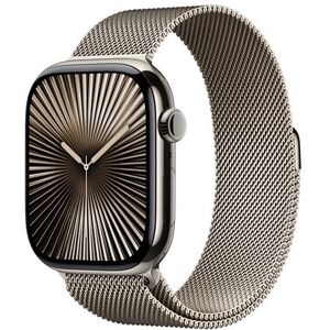 Apple Watch Series 10 GPS + Cellular 46 mm Natural Titanium Case met Natural Milanese band M/L Apple Watch Series 10 GPS + Cellular 46 mm Natural Titanium Case met Natural Milanese band M/L