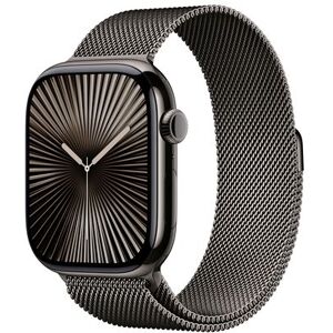 Apple Watch Series 10 GPS + Cellular 46 mm Slate Titanium Case met Slate Milanese band S/M Apple Watch Series 10 GPS + Cellular 46 mm Slate Titanium Case met Slate Milanese band S/M