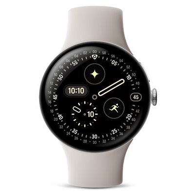 Google Smartwatch Pixel Watch 4 4G 45 mm Gepolijst zilver met fluoroelastomeer Sportband Porcelain Google Smartwatch Pixel Watch 4 4G 45 mm Gepolijst zilver met fluoroelastomeer Sportband Porcelain