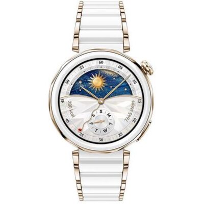 Huawei Smartwatch Watch GT 5 Pro 41 mm Keramisch met witte en gouden metalen band Huawei Smartwatch Watch GT 5 Pro 41 mm Keramisch met witte en gouden metalen band