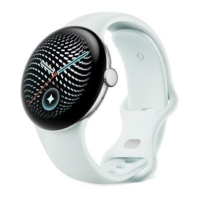 Google Smartwatch Pixel Watch 5 4G 41 mm Zilver met grijs-groene rubberen sportband Google Smartwatch Pixel Watch 5 4G 41 mm Zilver met grijs-groene rubberen sportband