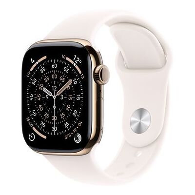 Apple Watch Series 11 GPS + Cellular 46 mm Gold Titanium Case met Soft Pink Sportband - M/L Apple Watch Series 11 GPS + Cellular 46 mm Gold Titanium Case met Soft Pink Sportband - M/L