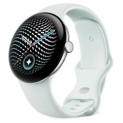 Google Smartwatch Pixel Watch 5 Bluetooth 45 mm Zilver met grijs-groene rubberen sportband Google Smartwatch Pixel Watch 5 Bluetooth 45 mm Zilver met grijs-groene rubberen sportband