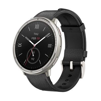 Amazfit Smartwatch Active 2 NFC Bluetooth 44 mm Grijs met leren band Zwart + sportband van siliconen Rood Amazfit Smartwatch Active 2 NFC Bluetooth 44 mm Grijs met leren band Zwart + sportband van siliconen Rood