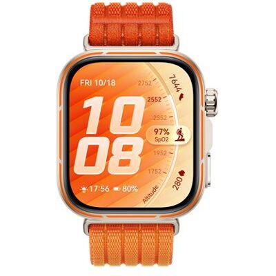 Huawei Smartwatch Watch Fit 5 Pro Bluetooth Zilver Met Bandje En Nylon Oranje Huawei Smartwatch Watch Fit 5 Pro Bluetooth Zilver Met Bandje En Nylon Oranje