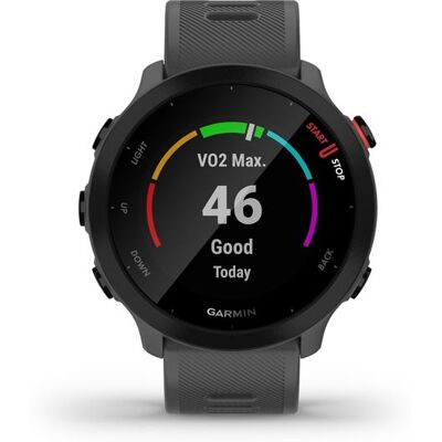 Garmin Forerunner 55 - Sporthorloge met band - silicone - display 1.04" - Bluetooth, ANT+ - 37 g - monterra grijs Garmin Forerunner 55 - Sporthorloge met band - silicone - display 1.04" - Bluetooth, ANT+ - 37 g - monterra grijs