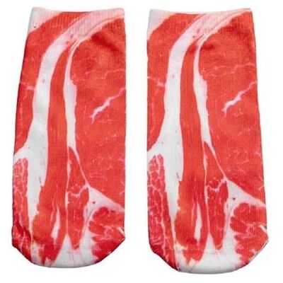 Paar Sokken bacon grappig vlees zwart Paar Sokken bacon grappig vlees zwart