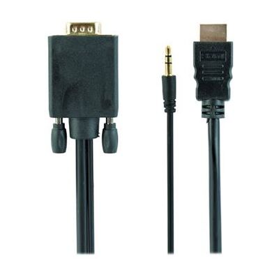 Gembird Cablexpert A-HDMI-VGA-03-10 - Adapterkabel - HDMI male naar HD-15 (VGA), mini-phone stereo 3.5 mm male - 3 m - zwart - ondersteuning 1080p Gembird Cablexpert A-HDMI-VGA-03-10 - Adapterkabel - HDMI male naar HD-15 (VGA), mini-phone stereo 3.5 mm male - 3 m - zwart - ondersteuning 1080p