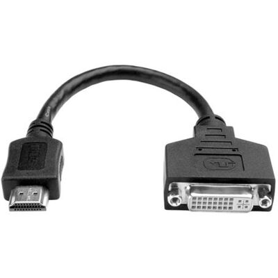 Eaton Tripp Lite Series HDMI to DVI Adapter Video Converter (HDMI-M to DVI-D F), 8-in. (20.32 cm) - Videoadapter - HDMI male naar DVI-D female - 20.3 cm - zwart Eaton Tripp Lite Series HDMI to DVI Adapter Video Converter (HDMI-M to DVI-D F), 8-in. (20.32 cm) - Videoadapter - HDMI male naar DVI-D female - 20.3 cm - zwart