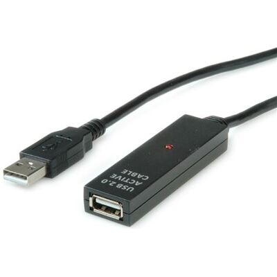 VALUE - USB-verlengkabel - USB (M) naar USB (V) - USB 2.0 - 30 m - actief - zwart VALUE - USB-verlengkabel - USB (M) naar USB (V) - USB 2.0 - 30 m - actief - zwart