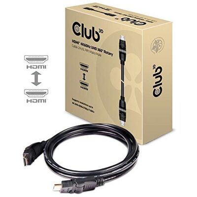 Club 3D CAC-1360 - HDMI-kabel met ethernet - HDMI male draaibaar naar HDMI male draaibaar - 2 m - 4K ondersteuning Club 3D CAC-1360 - HDMI-kabel met ethernet - HDMI male draaibaar naar HDMI male draaibaar - 2 m - 4K ondersteuning