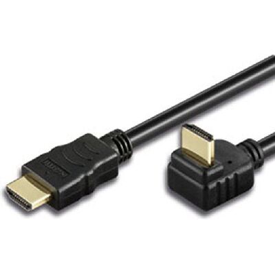 TECHly - HDMI-kabel met ethernet - HDMI male gehoekt naar HDMI male recht - 5 m - zwart - met hoek TECHly - HDMI-kabel met ethernet - HDMI male gehoekt naar HDMI male recht - 5 m - zwart - met hoek