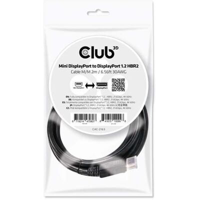 Club 3D - DisplayPort kabel - Mini DisplayPort (M) naar DisplayPort (M) - 2 m - 4K ondersteuning Club 3D - DisplayPort kabel - Mini DisplayPort (M) naar DisplayPort (M) - 2 m - 4K ondersteuning