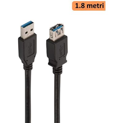 Pas de marque Ewent - USB-verlengkabel - USB type A (V) naar USB type A (M) - USB 3.0 - 1.8 m - zwart Pas de marque Ewent - USB-verlengkabel - USB type A (V) naar USB type A (M) - USB 3.0 - 1.8 m - zwart