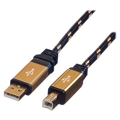 Secomp Roline Gold - USB-kabel - USB (M) naar USB type B (M) - USB 2.0 - 1.8 m - zwart, goud Secomp Roline Gold - USB-kabel - USB (M) naar USB type B (M) - USB 2.0 - 1.8 m - zwart, goud