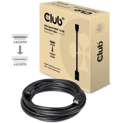 Club 3D - HDMI-verlengkabel - HDMI male naar HDMI female - 5 m - 4K ondersteuning Club 3D - HDMI-verlengkabel - HDMI male naar HDMI female - 5 m - 4K ondersteuning