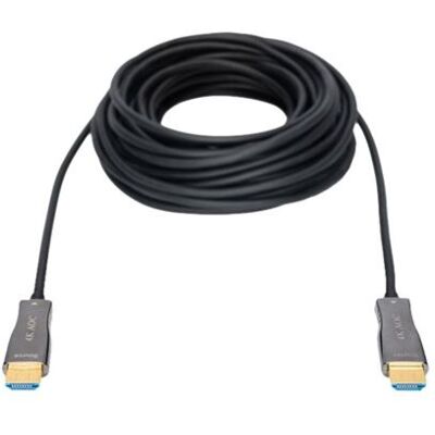 DIGITUS - Hoogwaardige hoge snelheid - HDMI-kabel met ethernet - HDMI male naar HDMI male - 15 m - dubbel afgeschermd - zwart - 4K ondersteuning, hybride actieve optische kabel DIGITUS - Hoogwaardige hoge snelheid - HDMI-kabel met ethernet - HDMI male naar HDMI male - 15 m - dubbel afgeschermd - zwart - 4K ondersteuning, hybride actieve optische kabel