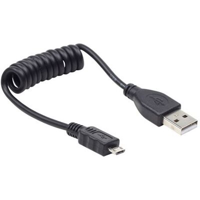 Gembird CC-MUSB2C-AMBM-0.6 - USB-kabel - micro-USB type B (M) naar USB (M) - 60 cm - opgerold, gevormd - zwart Gembird CC-MUSB2C-AMBM-0.6 - USB-kabel - micro-USB type B (M) naar USB (M) - 60 cm - opgerold, gevormd - zwart