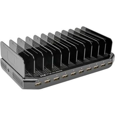 Eaton Tripp Lite Series 10-Port USB Charging Station with Adjustable Storage, 12V 8A (96W) USB Charger Output, Schuko Power Cord - Netspanningsadapter - 96 Watt - 8 A - 10 uitgangsaansluitingen (10 x 4 pins-USB type A) - zwart Eaton Tripp Lite Series 10-Port USB Charging Station with Adjustable Storage, 12V 8A (96W) USB Charger Output, Schuko Power Cord - Netspanningsadapter - 96 Watt - 8 A - 10 uitgangsaansluitingen (10 x 4 pins-USB type A) - zwart