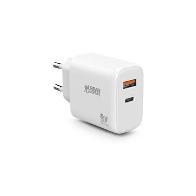 Urban Factory netlader met 1 USB-C poort 45 W + 1 USB-A poort 18 W Snelladen Wit Urban Factory netlader met 1 USB-C poort 45 W + 1 USB-A poort 18 W Snelladen Wit