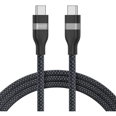 Anker - USB-kabel - 24 pin USB-C (M) naar 24 pin USB-C (M) - 1.8 m - USB-voeding (240 W), gevlochten kabel - zwart Anker - USB-kabel - 24 pin USB-C (M) naar 24 pin USB-C (M) - 1.8 m - USB-voeding (240 W), gevlochten kabel - zwart