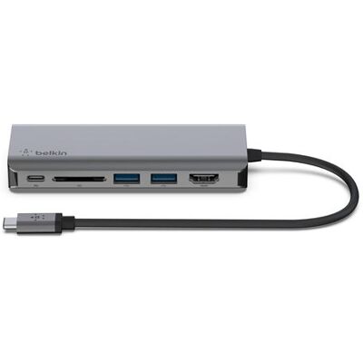 Belkin Connect Multiport 6-in-1 USB-C Adapter Grijs Belkin Connect Multiport 6-in-1 USB-C Adapter Grijs