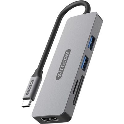 Sitecom USB Hub 5-in-1 USB-C Multiport Adapter grijs Sitecom USB Hub 5-in-1 USB-C Multiport Adapter grijs