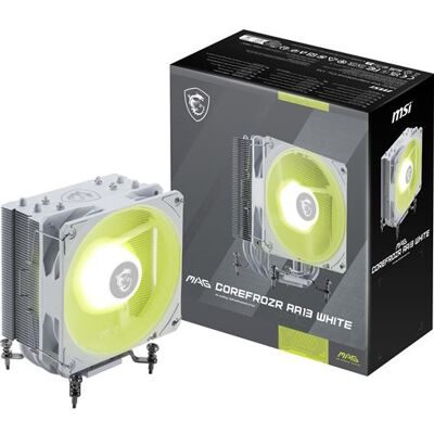 MSI MAG COREFROZR AA13 - Koeler voor processor - (voor: AM4, AM5, LGA1700, LGA1851) - aluminium en koper - 120 mm - wit MSI MAG COREFROZR AA13 - Koeler voor processor - (voor: AM4, AM5, LGA1700, LGA1851) - aluminium en koper - 120 mm - wit