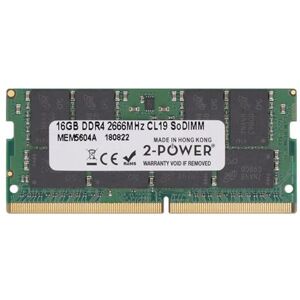 2-Power - DDR4 - module - 16 GB - SO DIMM 260-PIN - 2666 MHz / PC4-21300 - CL19 - 1.2 V - niet-gebufferd - niet-ECC 2-Power - DDR4 - module - 16 GB - SO DIMM 260-PIN - 2666 MHz / PC4-21300 - CL19 - 1.2 V - niet-gebufferd - niet-ECC
