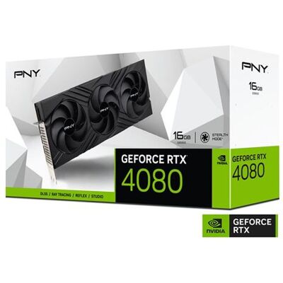 PNY GeForce RTX 4080 VERTO Triple Fan - Grafische kaart - GeForce RTX 4080 - 16 GB GDDR6X - PCIe 4.0 x16 - HDMI, 3 x DisplayPort PNY GeForce RTX 4080 VERTO Triple Fan - Grafische kaart - GeForce RTX 4080 - 16 GB GDDR6X - PCIe 4.0 x16 - HDMI, 3 x DisplayPort