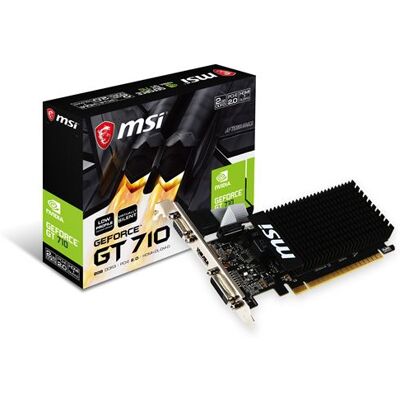 MSI GT 710 2GD3H LP - Grafische kaart - GF GT 710 - 2 GB DDR3 - PCIe 2.0 x16 laag profiel - DVI, D-Sub, HDMI MSI GT 710 2GD3H LP - Grafische kaart - GF GT 710 - 2 GB DDR3 - PCIe 2.0 x16 laag profiel - DVI, D-Sub, HDMI