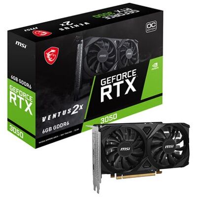 MSI GeForce RTX 3050 VENTUS 2X E 6G OC - Grafische kaart - GF RTX 3050 - 6 GB GDDR6 - PCIe 4.0 x16 - 2 x HDMI, DisplayPort MSI GeForce RTX 3050 VENTUS 2X E 6G OC - Grafische kaart - GF RTX 3050 - 6 GB GDDR6 - PCIe 4.0 x16 - 2 x HDMI, DisplayPort