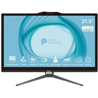 MSI PRO AP222T 13M 436XEU - Alles-in-één Core i3 13100 / tot 4.5 GHz - RAM 8 GB - SSD 512 GB - NVMe - UHD Graphics 730 - Gigabit Ethernet - geen OS - monitor: LED 21.5" 1920 x 1080 (Full HD) aanraakscherm - zwart MSI PRO AP222T 13M 436XEU - Alles-in-één Core i3 13100 / tot 4.5 GHz - RAM 8 GB - SSD 512 GB - NVMe - UHD Graphics 730 - Gigabit Ethernet - geen OS - monitor: LED 21.5" 1920 x 1080 (Full HD) aanraakscherm - zwart