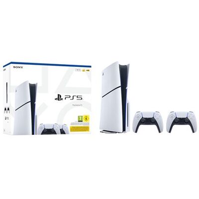 Sony PlayStation 5 Console Slim 1TB + Twee DualSense Draadloze Controllers Bundel Sony PlayStation 5 Console Slim 1TB + Twee DualSense Draadloze Controllers Bundel